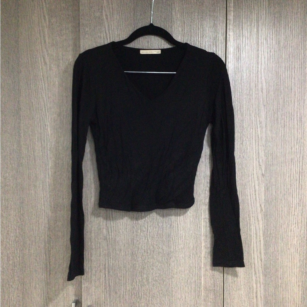 Active Basic Black V-Neck Long Sleeve Tee - image 2